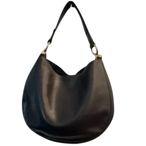 Coach Nomad Black Leather Hobo Bag with Gold Accents - Picture 2 of 13